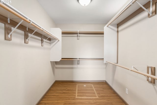 spacious closet featuring hardwood / wood-style flooring