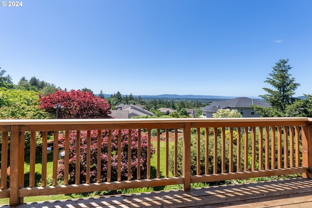 deck with a mountain view