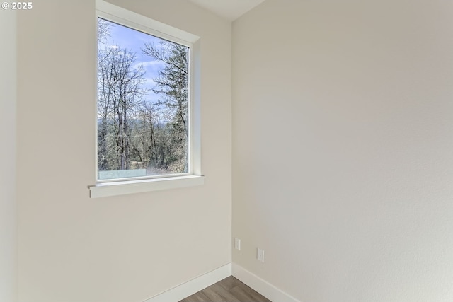 spare room with wood-type flooring