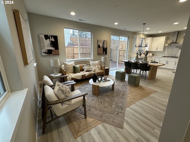 living room featuring light hardwood / wood-style floors