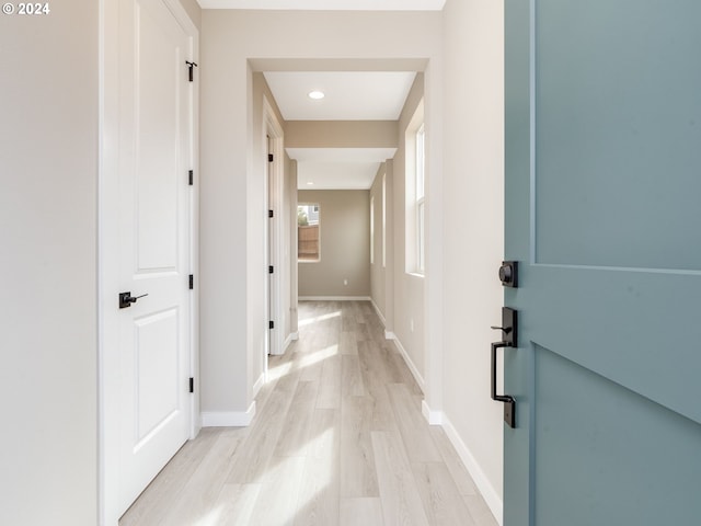 hall featuring light hardwood / wood-style flooring