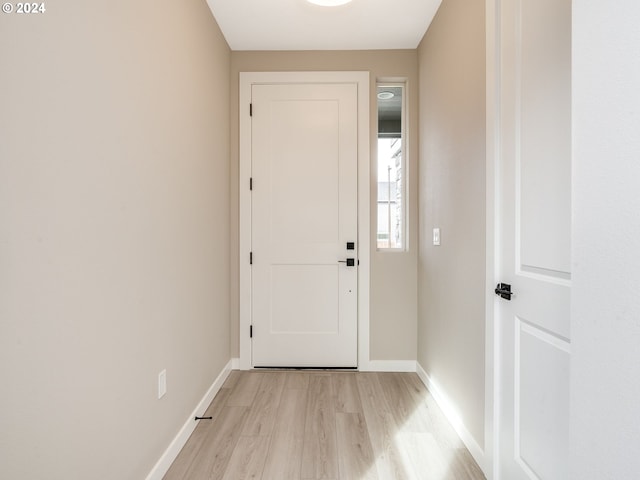 doorway featuring light wood-type flooring