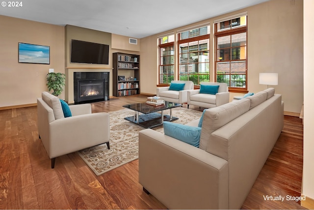 living room featuring light wood-type flooring