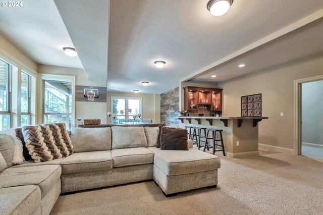 living room featuring carpet floors