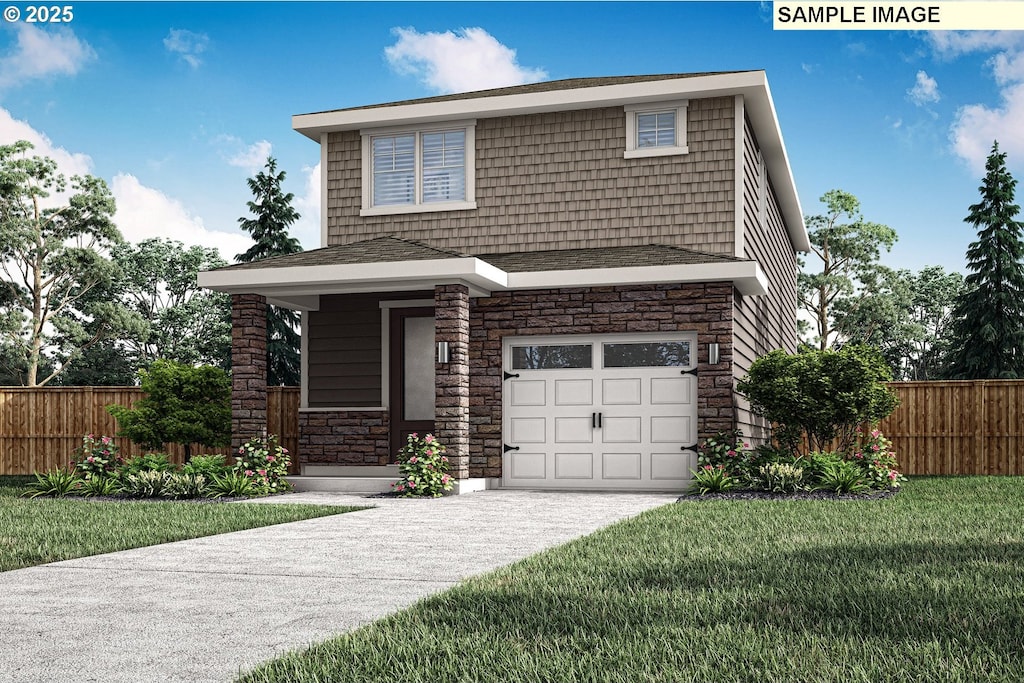 743 NE 13th St, Battle Ground, WA 98604 - view of front facade featuring stone siding and a garage
