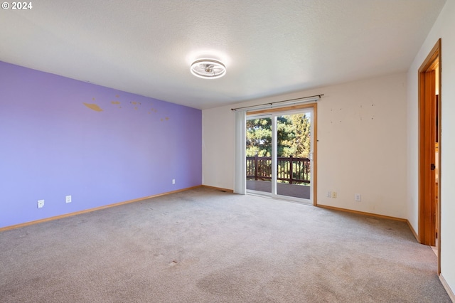 unfurnished room featuring carpet and a textured ceiling