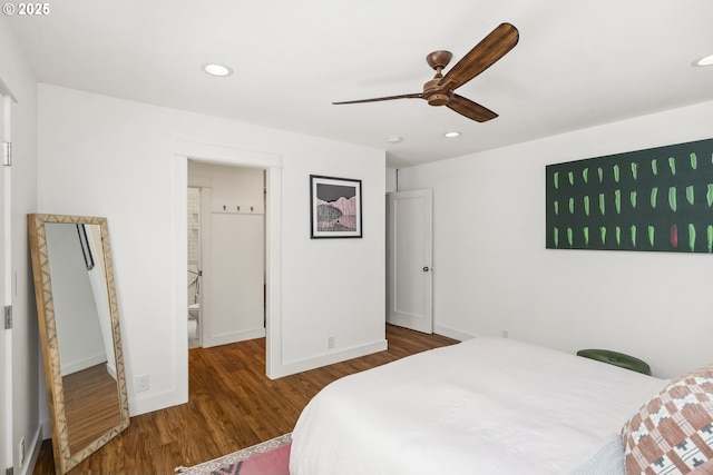 4524 NE 41st Ave, Portland, OR 97211 - bedroom with wood finished floors, recessed lighting, baseboards, and a ceiling fan