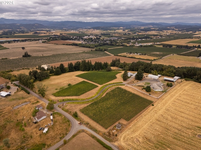 aerial view with a mountain view and a rural view