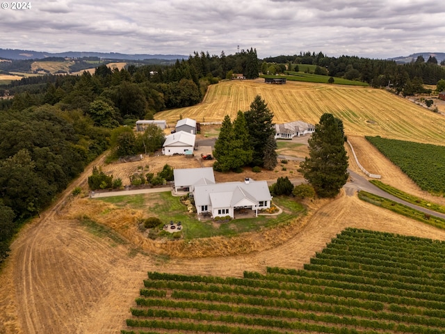 birds eye view of property featuring a rural view