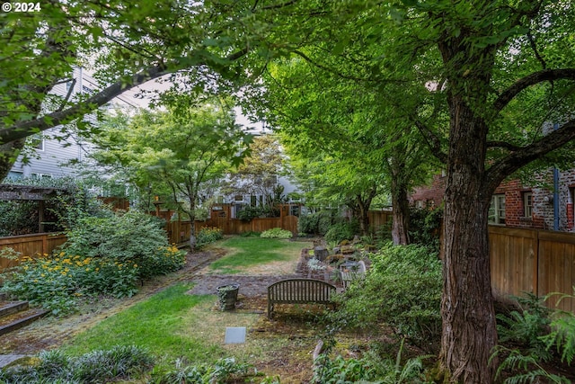 view of yard featuring a fenced backyard