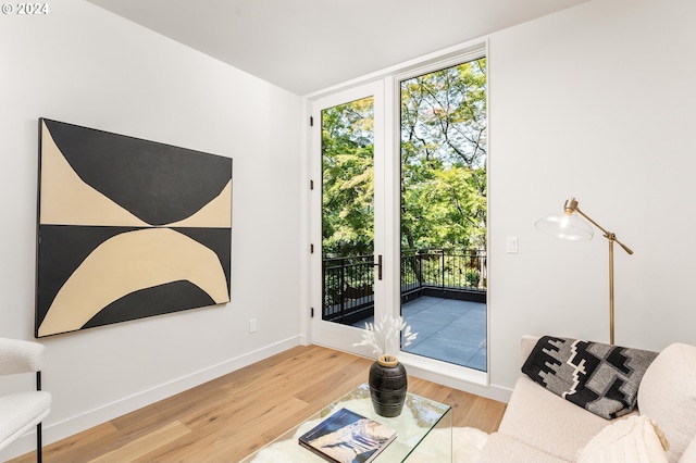 sitting room featuring hardwood / wood-style flooring