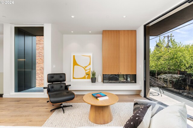 living area featuring light wood-type flooring