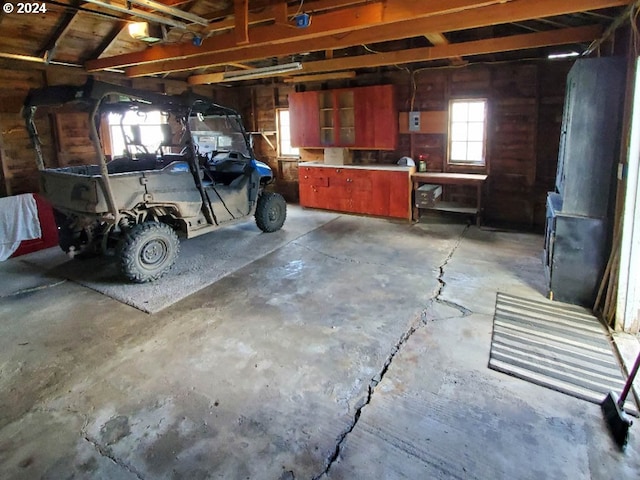 garage with a garage door opener