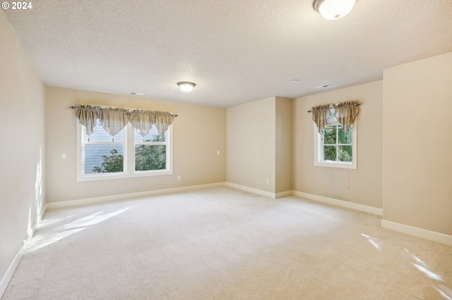 carpeted empty room featuring a textured ceiling and a wealth of natural light