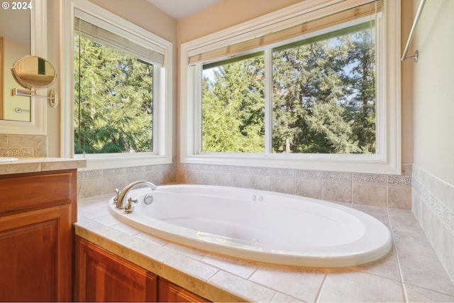 bathroom featuring a bath and vanity