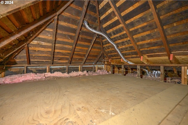 view of unfinished attic