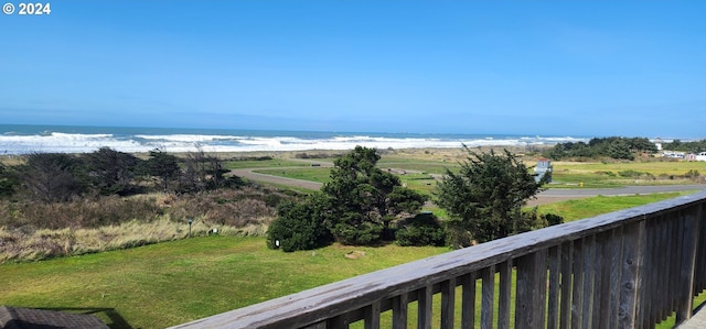 view of water feature with a view of the beach