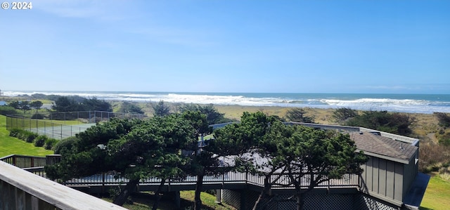 view of water feature with a view of the beach