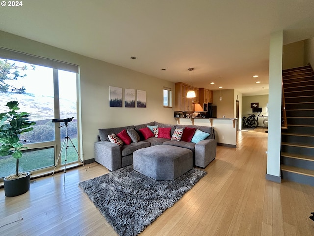 living room featuring light hardwood / wood-style flooring