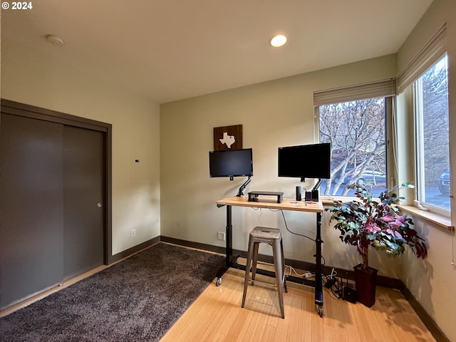 office area featuring hardwood / wood-style flooring and plenty of natural light