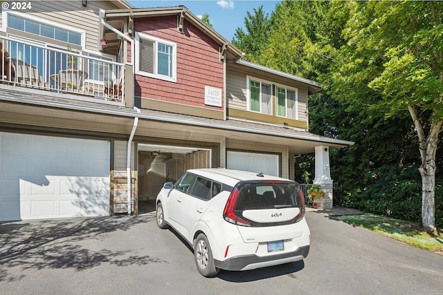 exterior space featuring a garage