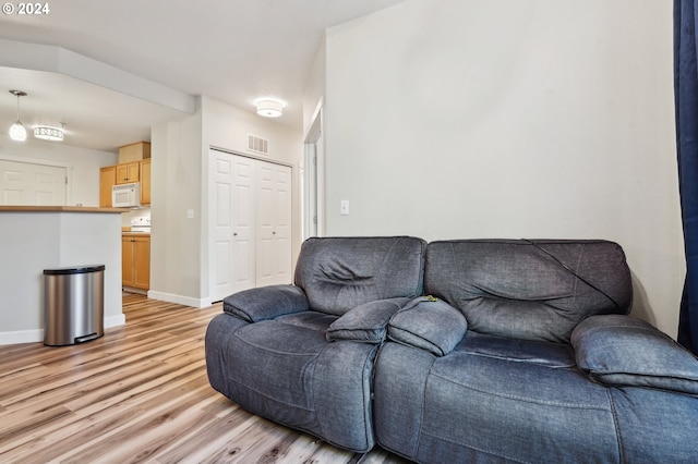 living room with light hardwood / wood-style floors