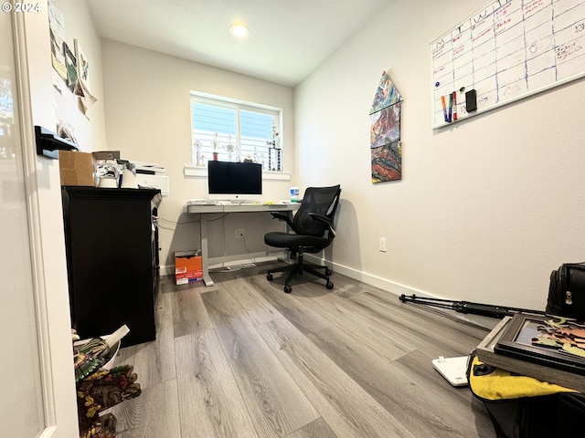 office featuring hardwood / wood-style flooring