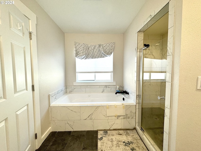 bathroom with plus walk in shower