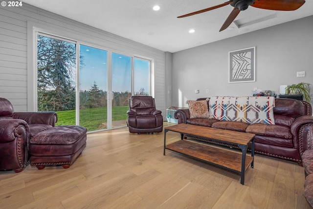 33020 S Dickey Prairie Rd, Molalla, OR 97038 - living area with recessed lighting, a ceiling fan, and light wood-type flooring