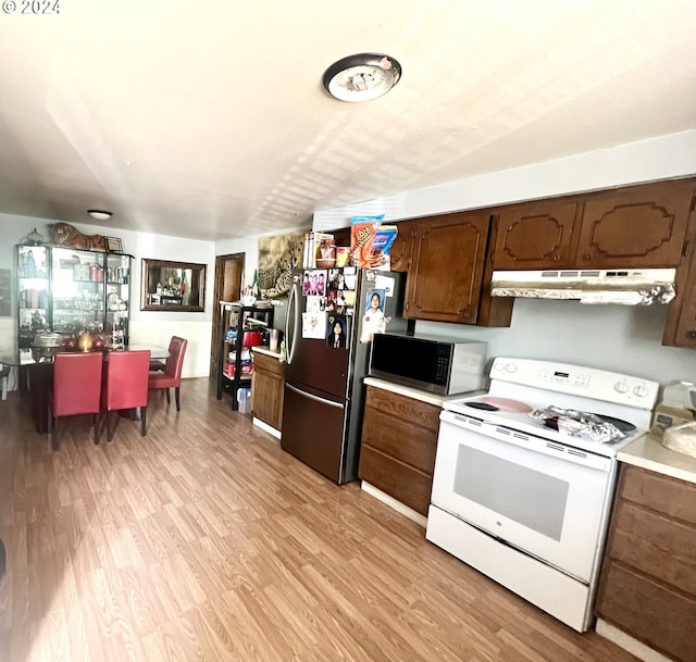 kitchen featuring stainless steel appliances and light hardwood / wood-style floors