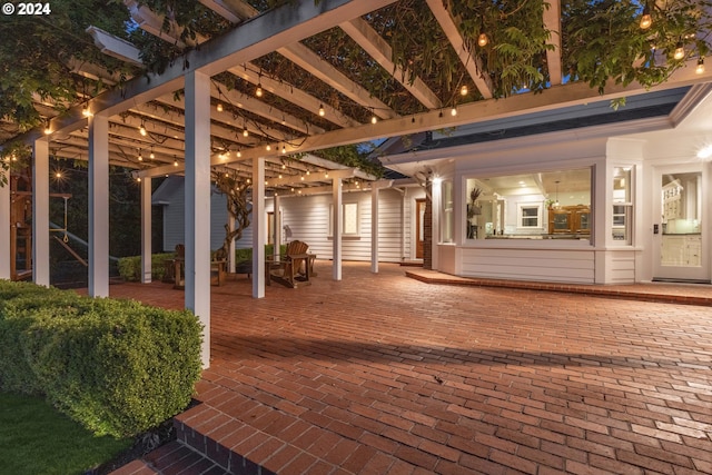 view of patio / terrace featuring a pergola