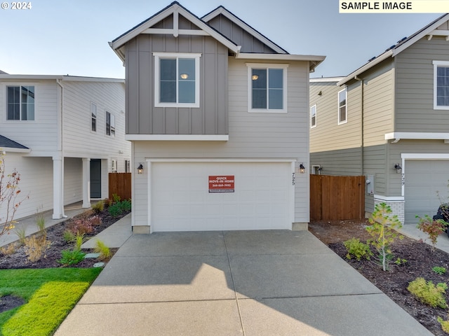 view of front of property featuring a garage