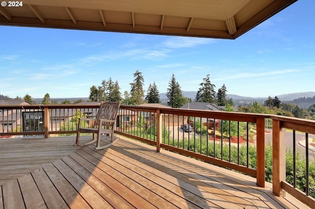 deck with a mountain view