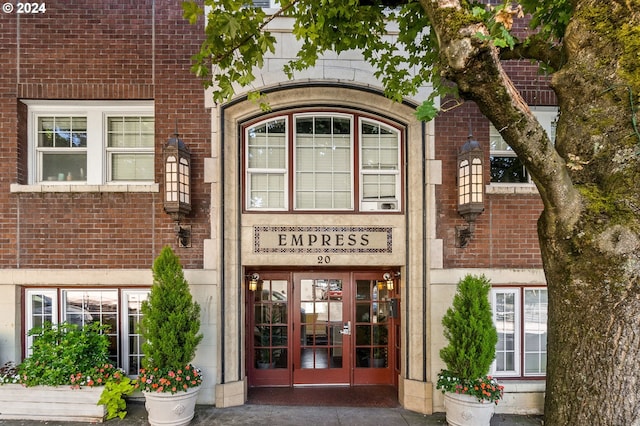 property entrance featuring french doors