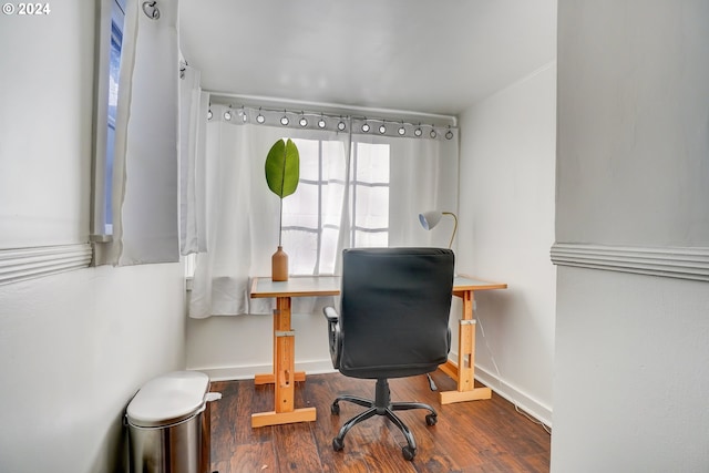 office space with hardwood / wood-style floors