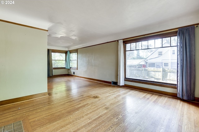 empty room with light wood-type flooring