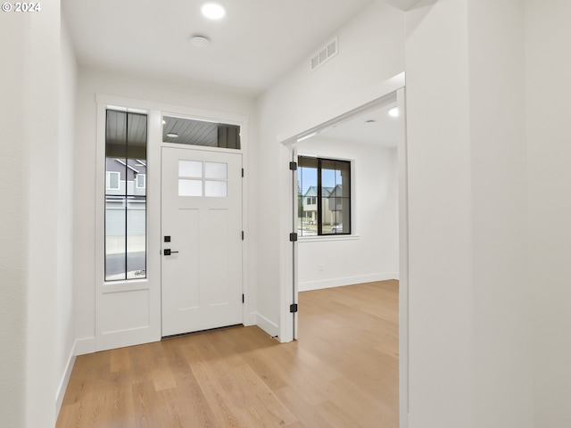 entryway with light wood-type flooring