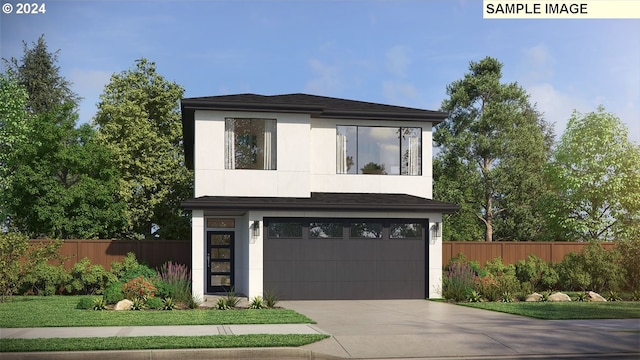 contemporary home featuring a garage