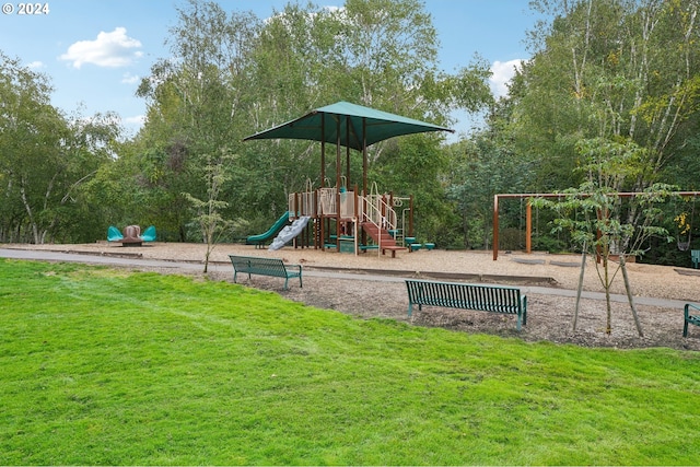 view of play area featuring a yard