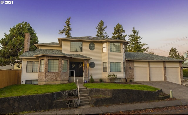 view of front of house with a garage