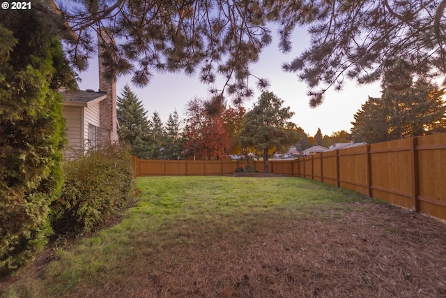 view of yard at dusk