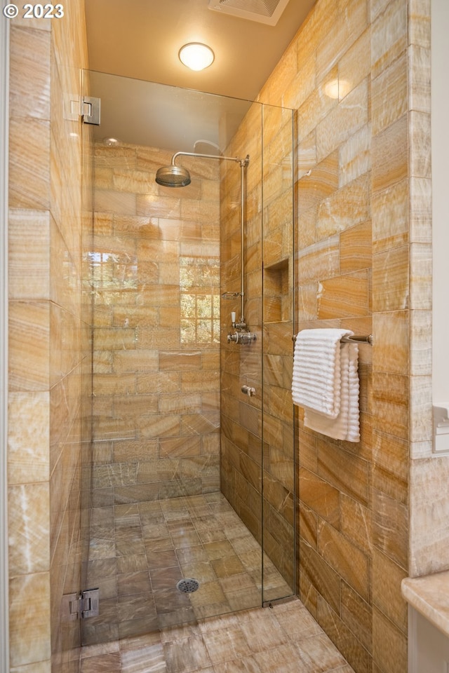 bathroom featuring walk in shower