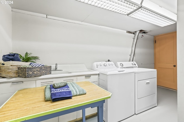 laundry room with washer and dryer and sink