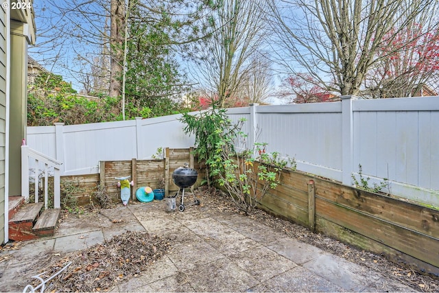 view of patio with area for grilling