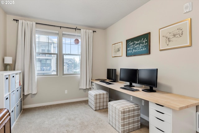 office with light carpet