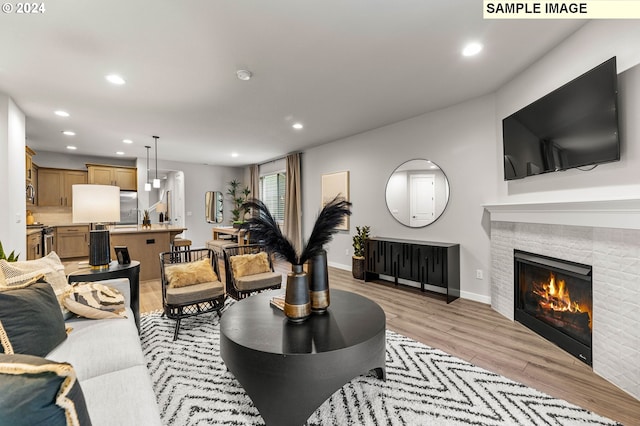 living room featuring light hardwood / wood-style flooring