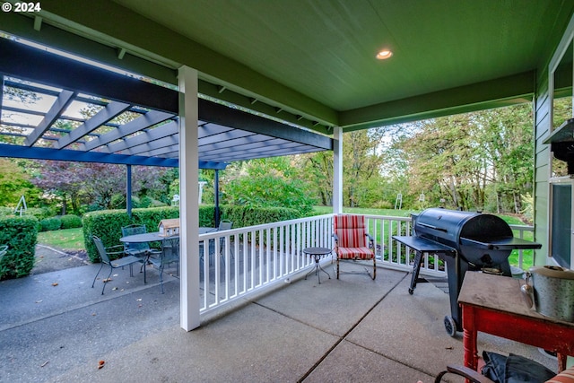 view of patio / terrace featuring a pergola and grilling area