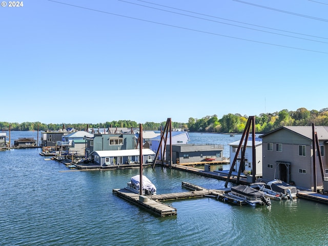 dock area featuring a water view