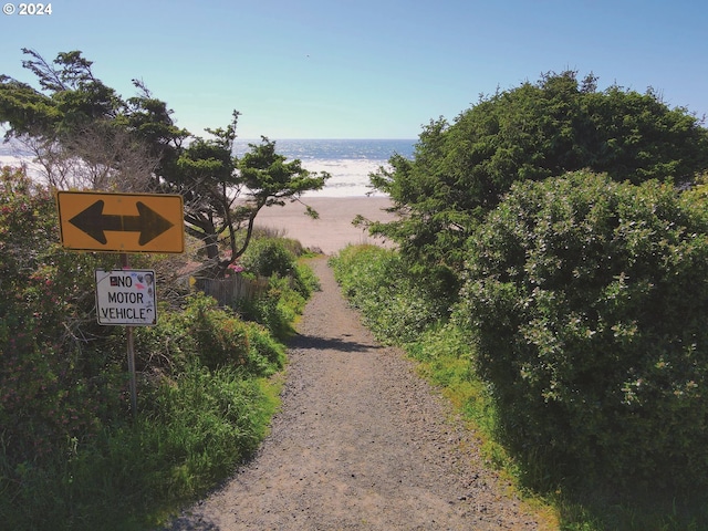 view of road featuring a water view