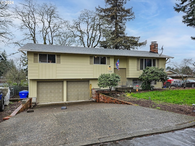 bi-level home with a garage